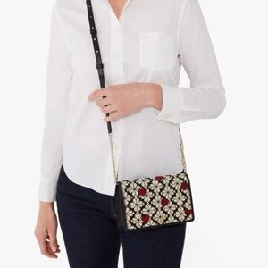 Kate Spade Flower Jacquard Hearts Chain Wallet/Crossbody